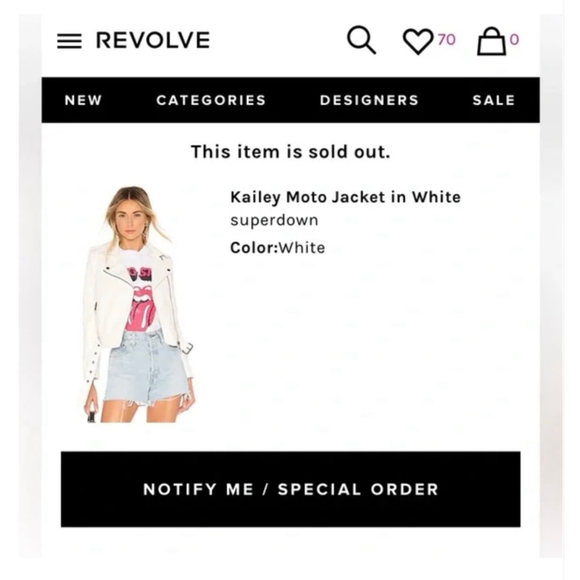 Women's superdown White Kailey Moto Jacket S with Black Zippers - Picture 4 of 9